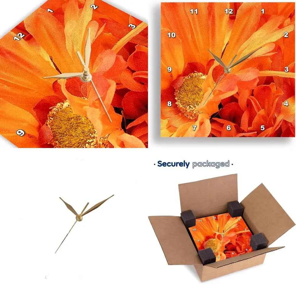 15 Wall clock with bright orange floral design by LLC dpp 23419 3