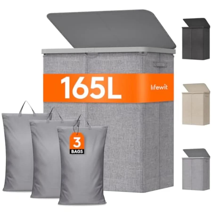 Cesto portabiancheria grande con coperchio, cesto portabiancheria con manici in plastica e sacca rimovibile, cesto pieghevole alto per vestiti sporchi