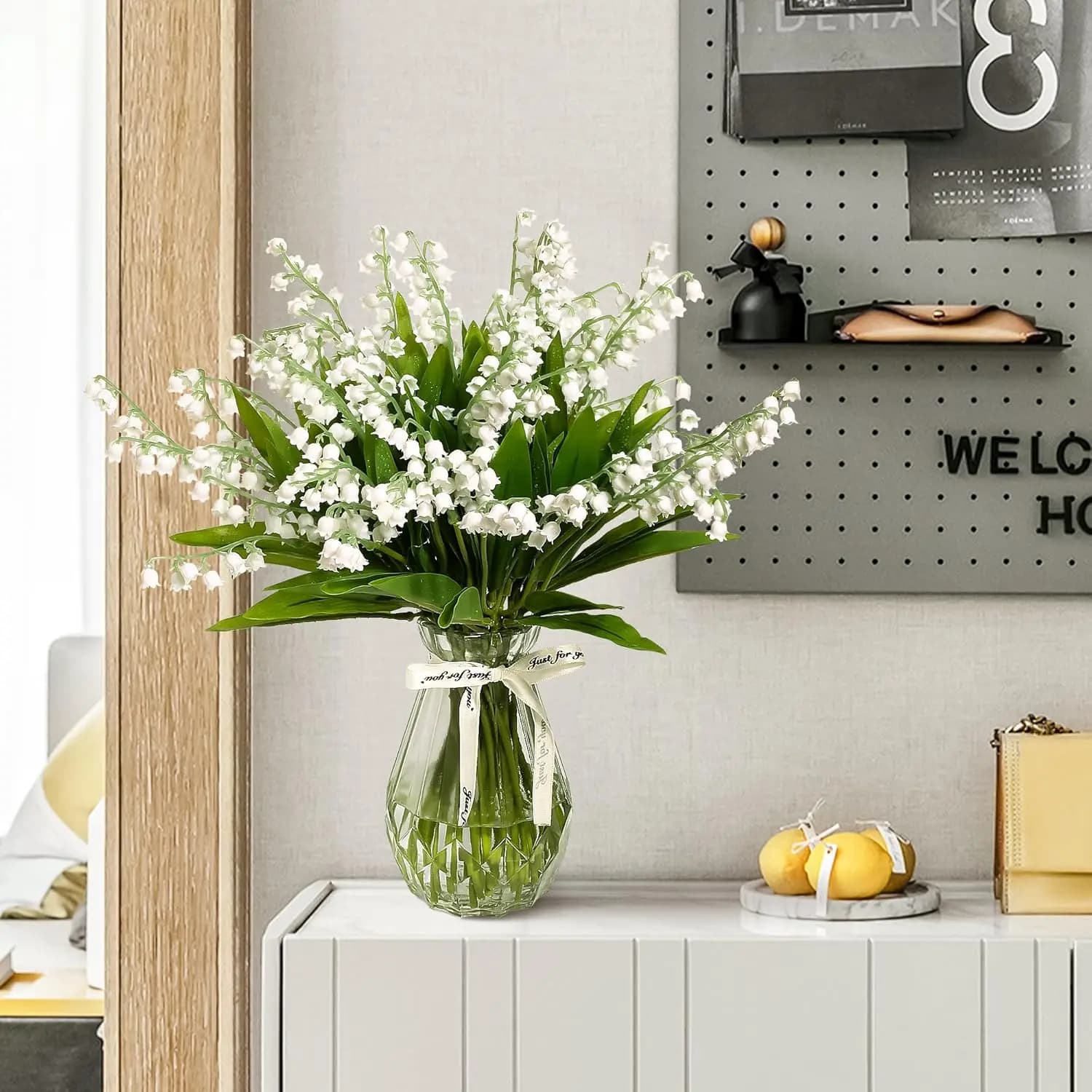 Artificial White Flowers Bellflower Fake Plastic Handmade Home Room Garden Plants Festival Wedding Wreath Bridal Bouquets Props