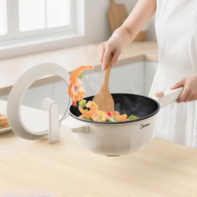 Midea Electric Frying Pan, Household Multi-functional Electric Cooker, Multi-purpose Non-stick Frying Pan, 3.5L Electric Hot Pot
