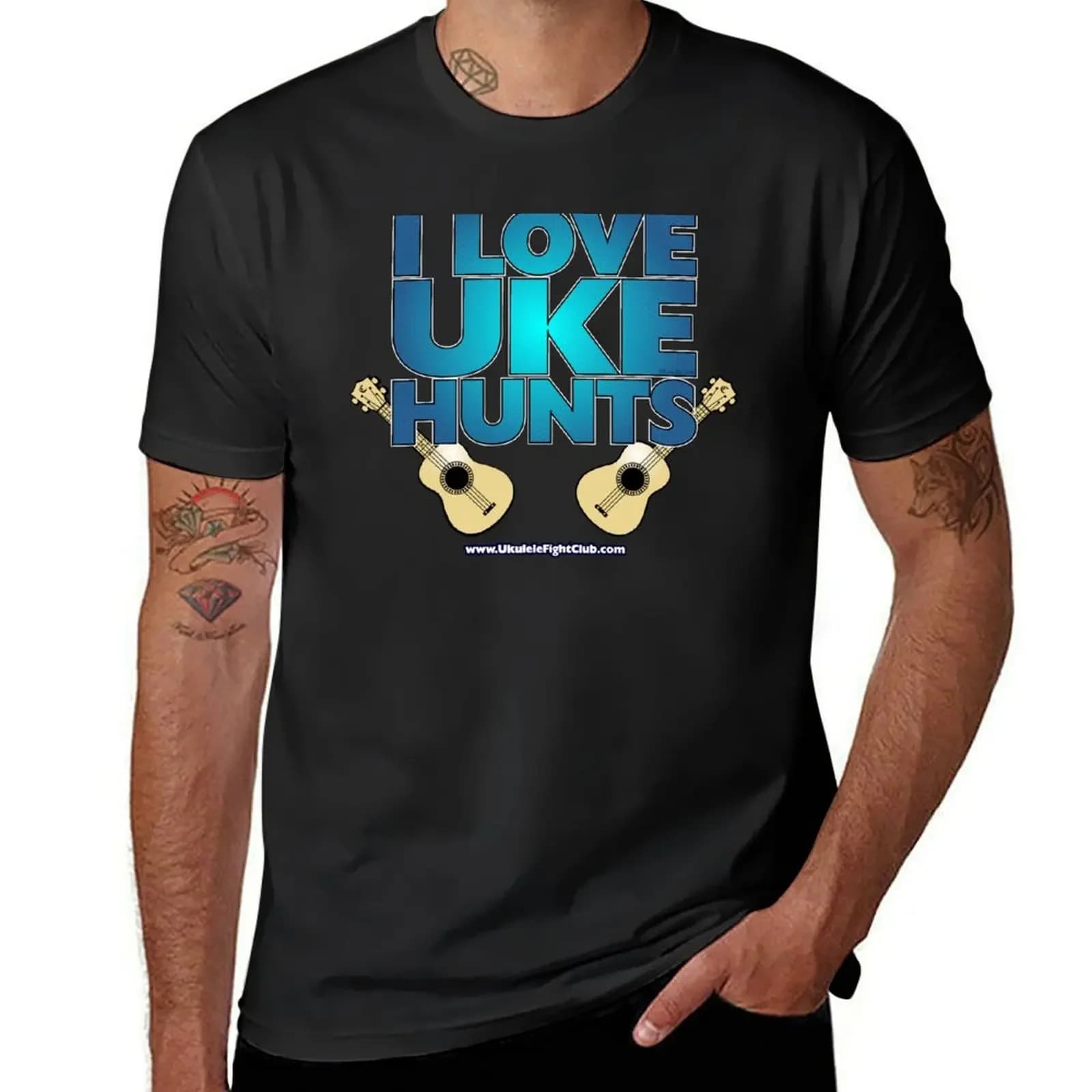 Animal prinfor boys plus size whites mens funny magliette I Love Uke Hunts Ukulele Fight Club blue t-shirt harajuku Crewneck2024