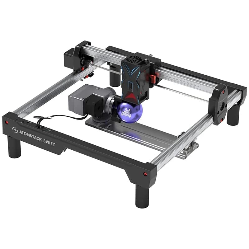 12W Laser Swift Engraving Machine with R8 Rotating Roller, Working Area 300 X 300mm, Wi-Fi/USB/APP Control, Laser Engraver and Taglierina
