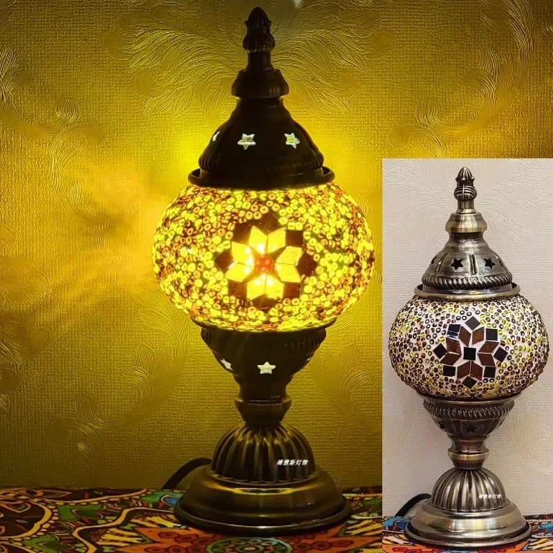 Handmade Glass Table Lamps Turkish Mosaic Luminarias For Home Decor Living Room Bedroom Bedside Table Lights Desk Lights LED Lighting Equipment