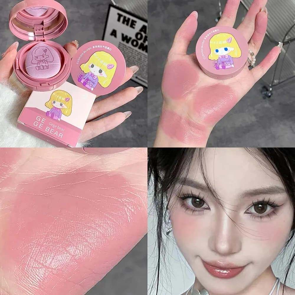Cushion Blush Blendable Shade con piumino da cipria sbiancante senza attaccare il fard per il trucco dell'orso Gege di lunga durata