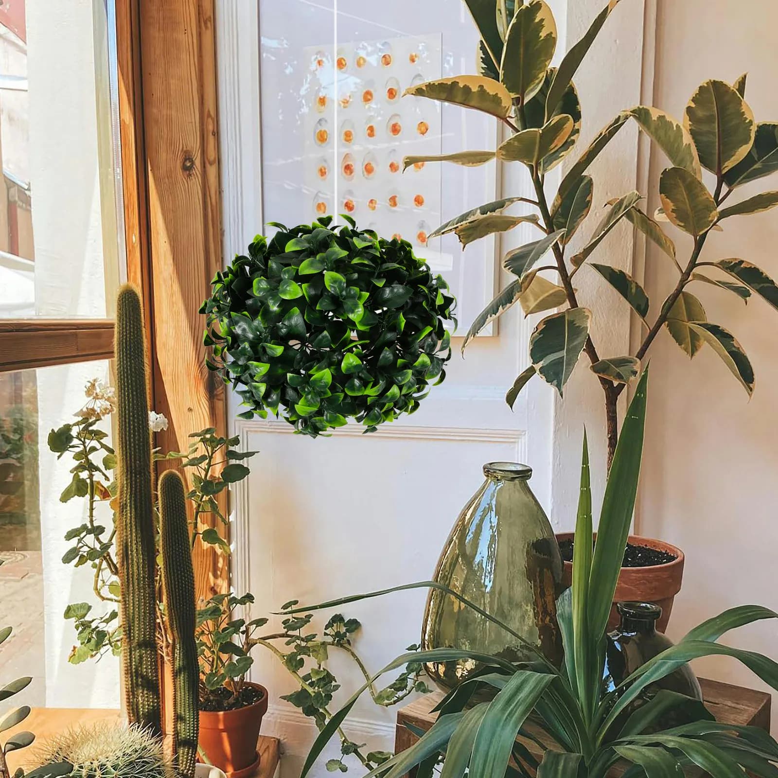 Artificial Topiary Ball Eucalyptus 30Cm Realistic Hanging Plant Ball Indoor Outdoor Decorative Grass Pendant