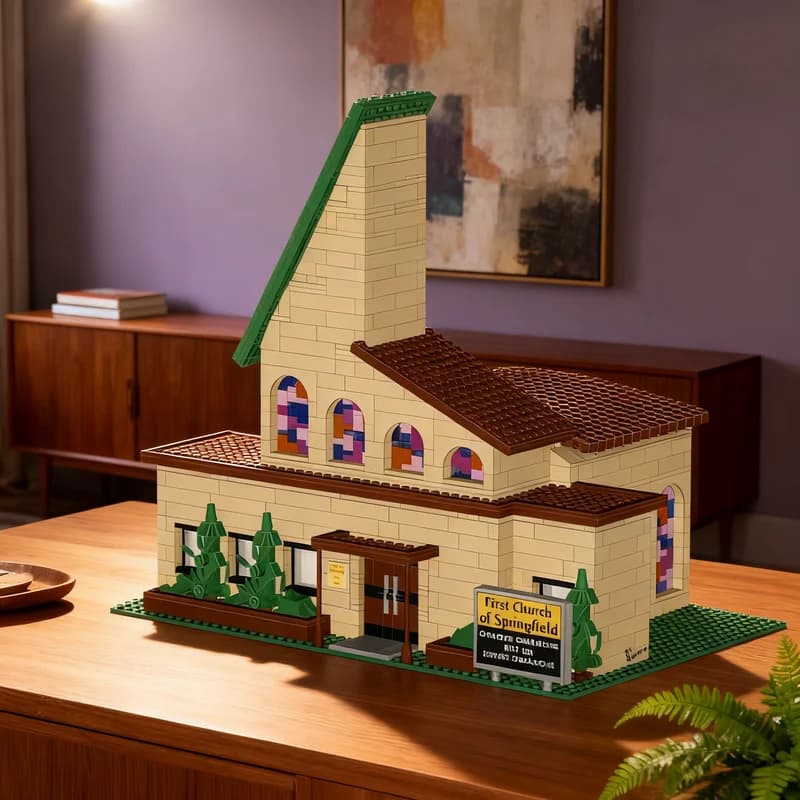 2440pcs MOC Springfield Church Simpson City Model Building blocks Construction Christmas gifts toy creative DIY idea Kids toys