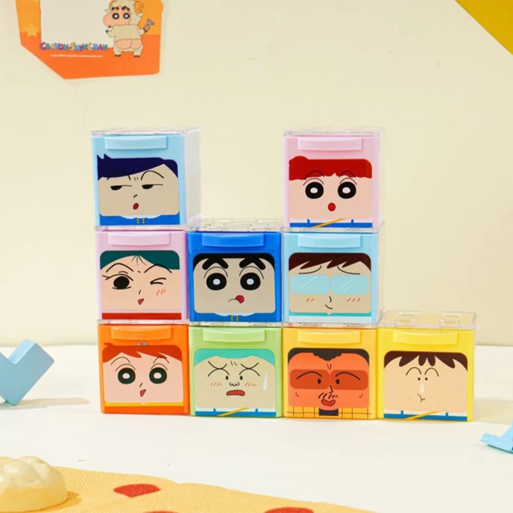 Genuine Crayon Shinchan Square Stationery Storage Box Desktop Drawer Organizer Cute Cartoon Desk Container for Office Study