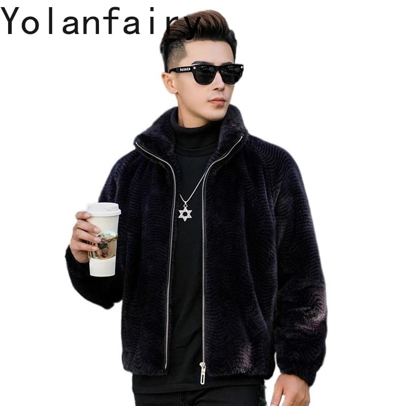 YOLANFAIRY Natural Fur Coat Man Vera Fawn Fur Jacket for Men Winter Short Luxury 2025 Coats and Fur Jackets Full Face High-end