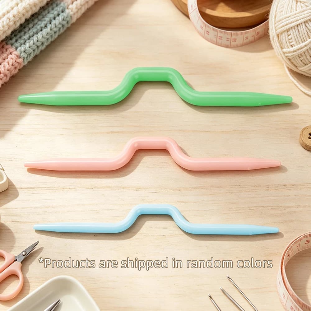 Smooth Wave Shape Knitting Twist Needles – Random Color Stitch Holder for for DIY Sweater Weaving Craft Knitted Accessories
