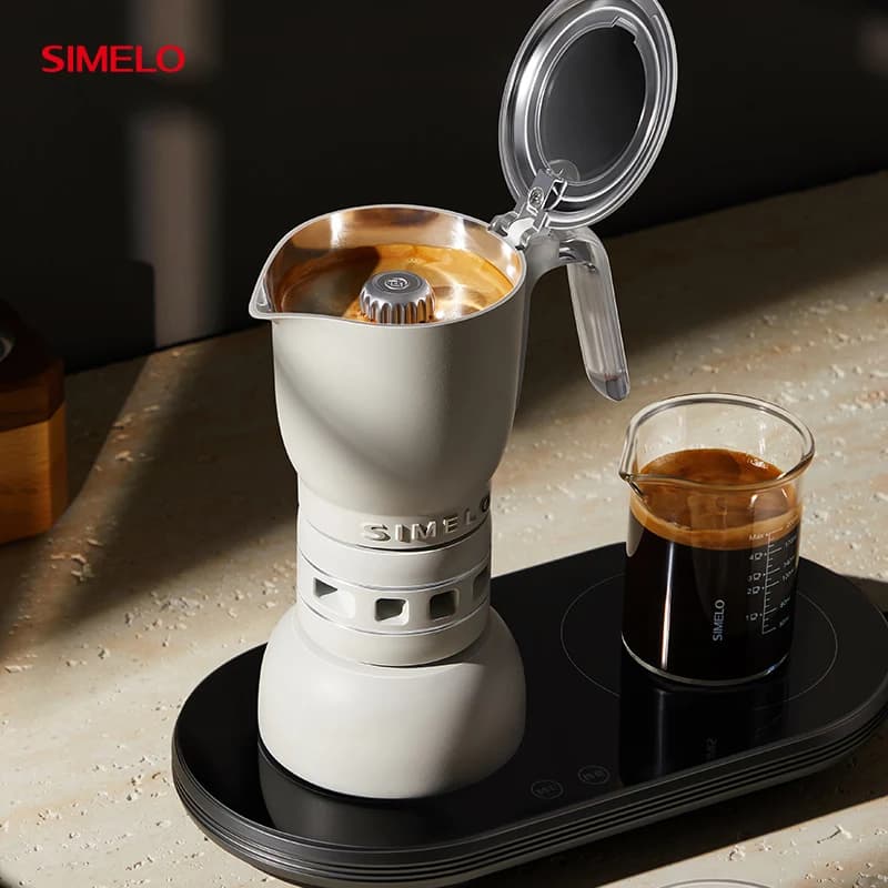 SIMELO High Pressure Moka Coffee Maker from 3.5 Bar Double Aluminum Valve Espresso Tea/Coffee Maker with fresh Italian style extract