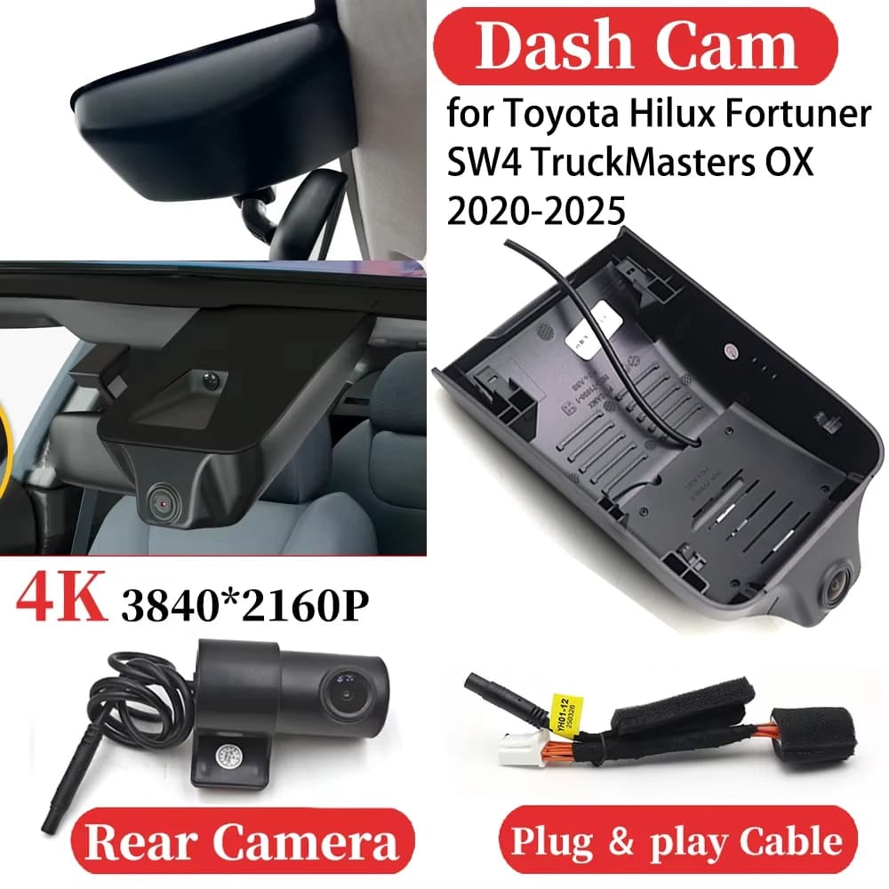 ZJCGO Auto 4K Video Recorder DVR Dash Cam Photo Frame Plug and Play for Toyota Hilux Fortuner SW4 TruckMasters OX 2020-2025