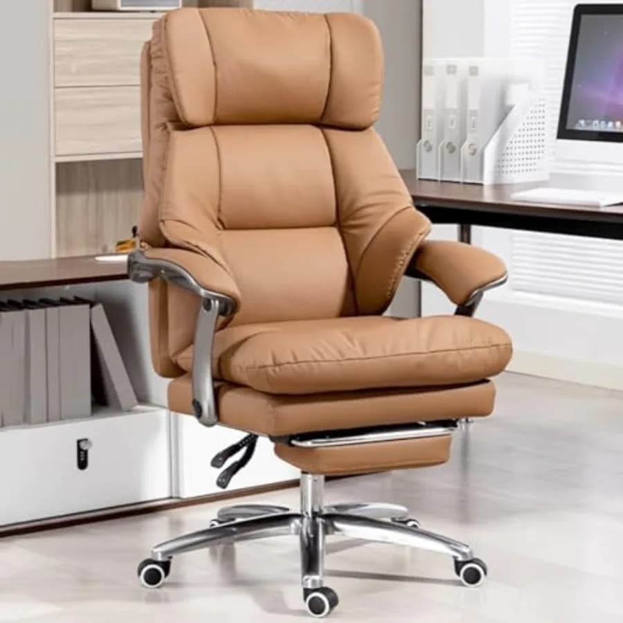 Ergonomic Adjustable Office Desk Computer Chairs, PU Leather Gaming Chair, Thickened Headrest, 360 Degree Swivel Recliner, Thre