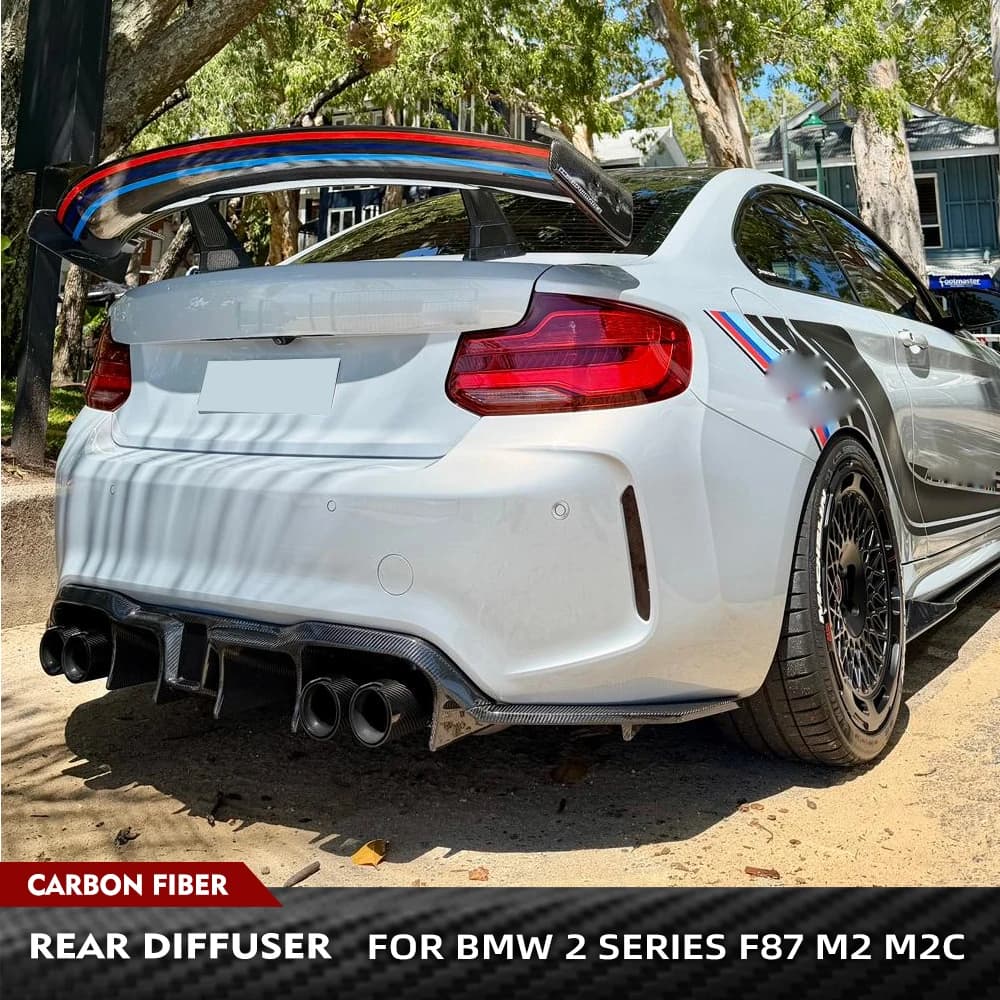 Auto paraurti posteriore diffusore Spoiler per BMW serie 2 F87 M2 M2C 2016-2019 in fibra di carbonio auto paraurti posteriore diffusore labbro con LED