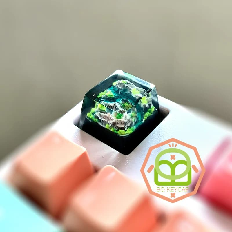 1 pezzo Green Mountains And Rivers Keycap tappo chiave in resina fatto a mano per tastiera meccanica con interruttore MX