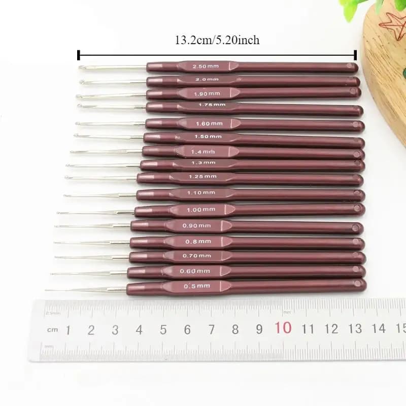 16Pcs Plastic Handle Crochet Hooks Set Knitting Needles for Crafting Hobby Essentials
