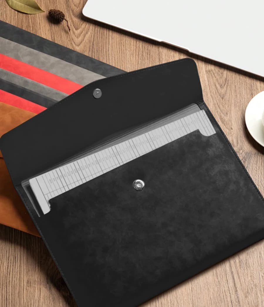 A4 Leather File Folder Data Package Document Bag Fashion Briefcase Data Contract Bill File Bag School Office Supplies