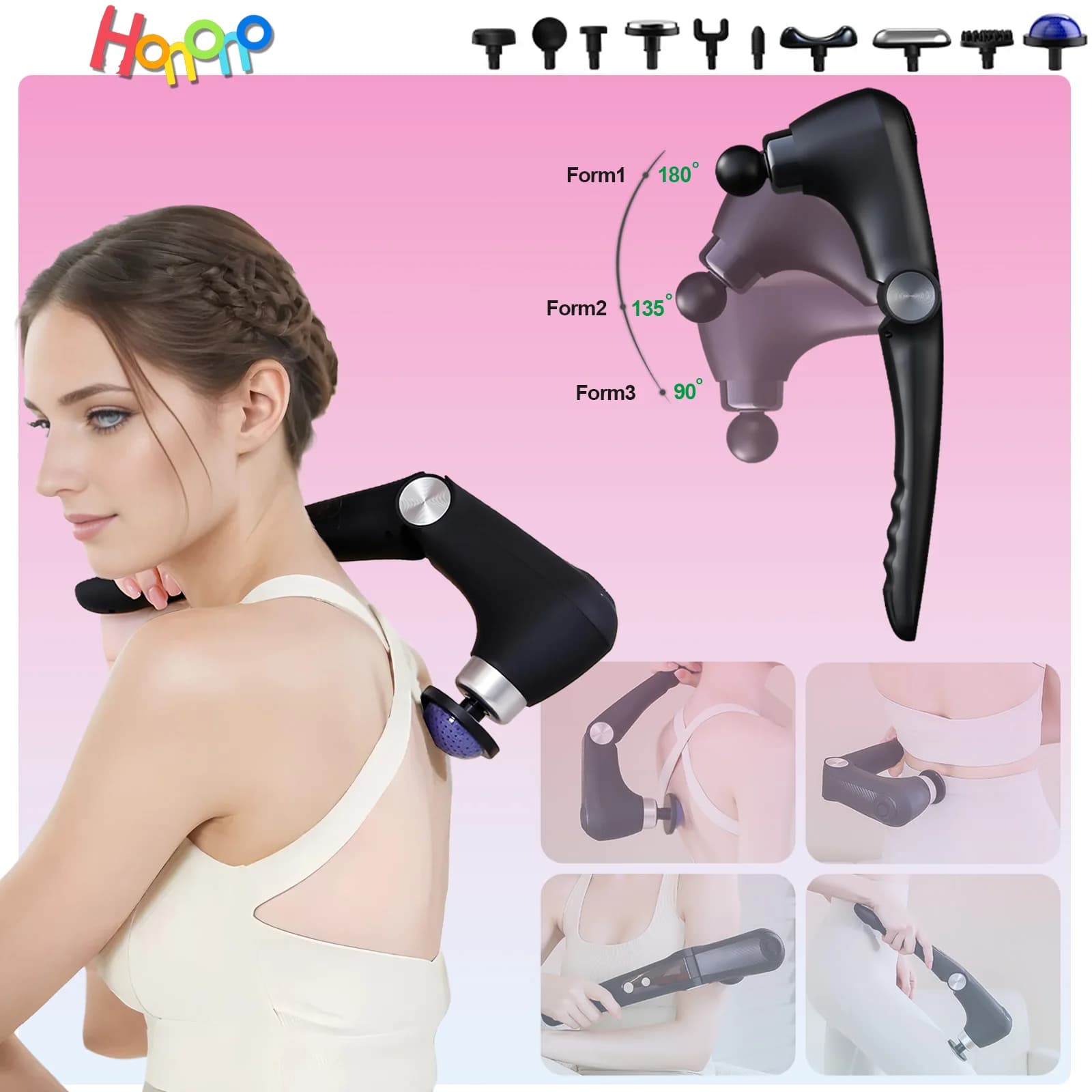 Massage spatula with warm and cold heads Massage gun with adjustable corners for fitness body muscle neck percussion back