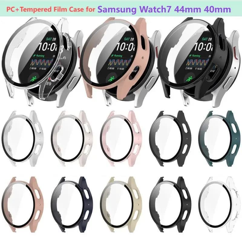 Custodia in vetro temperato per PC + per Samsung Galaxy Watch 7 44mm 40mm Protezione per paraurti con copertura a schermo intero Galaxy watch7 Accessori