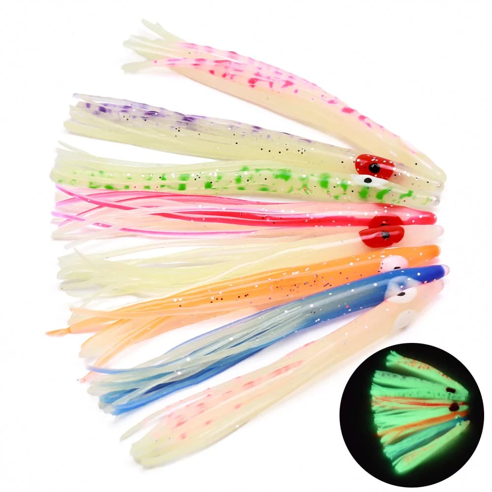Esca per calamari bionici da 10 pezzi/pacco, esca morbida artificiale, accessori per la pesca, forte esca finta luminosa, pesca in mare