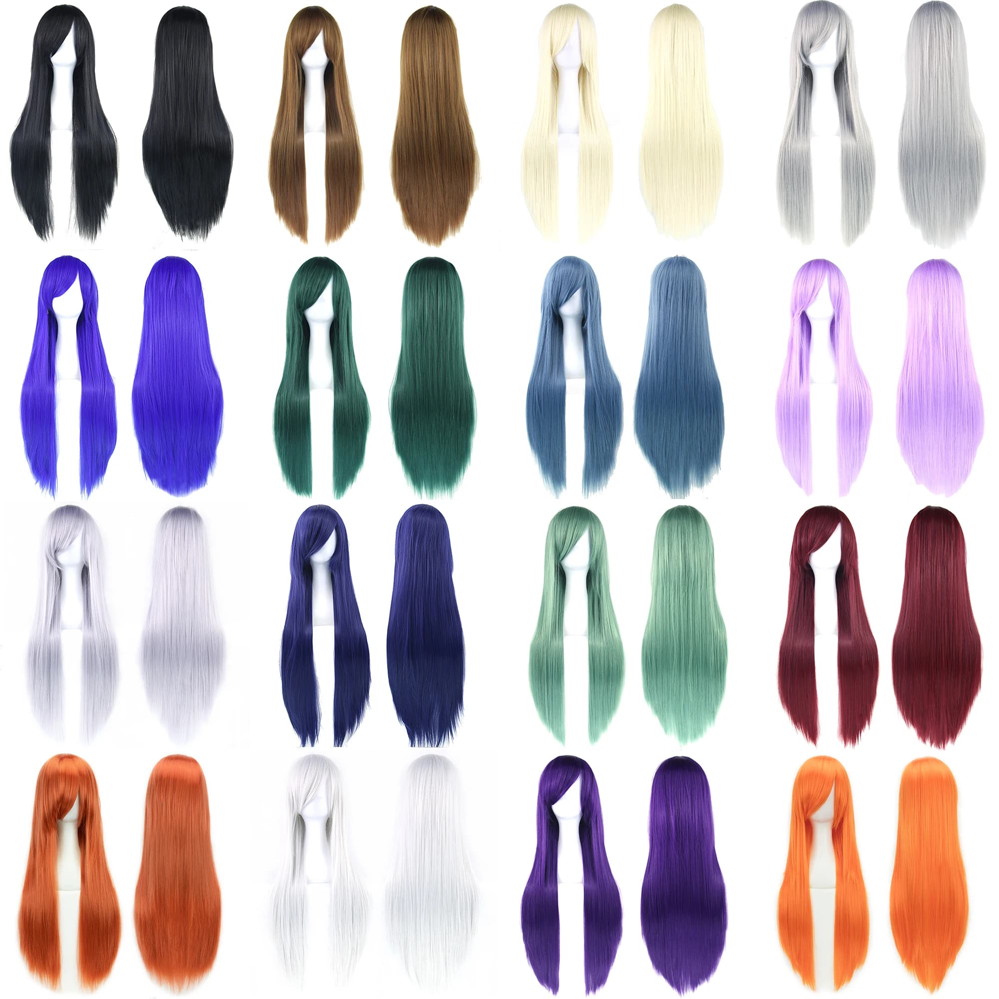 Soowee 80 cm lunghi capelli sintetici bianco viola parrucche cosplay partito capelli neri parrucca diritta parrucchino per le donne