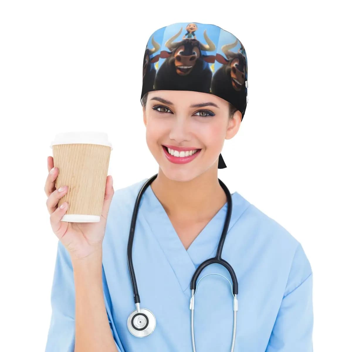 Ferdinand Animated Short Films Scrub Hat Doctor Working Surgical Cap Unisex Adjustable Nursing Caps for Dentist