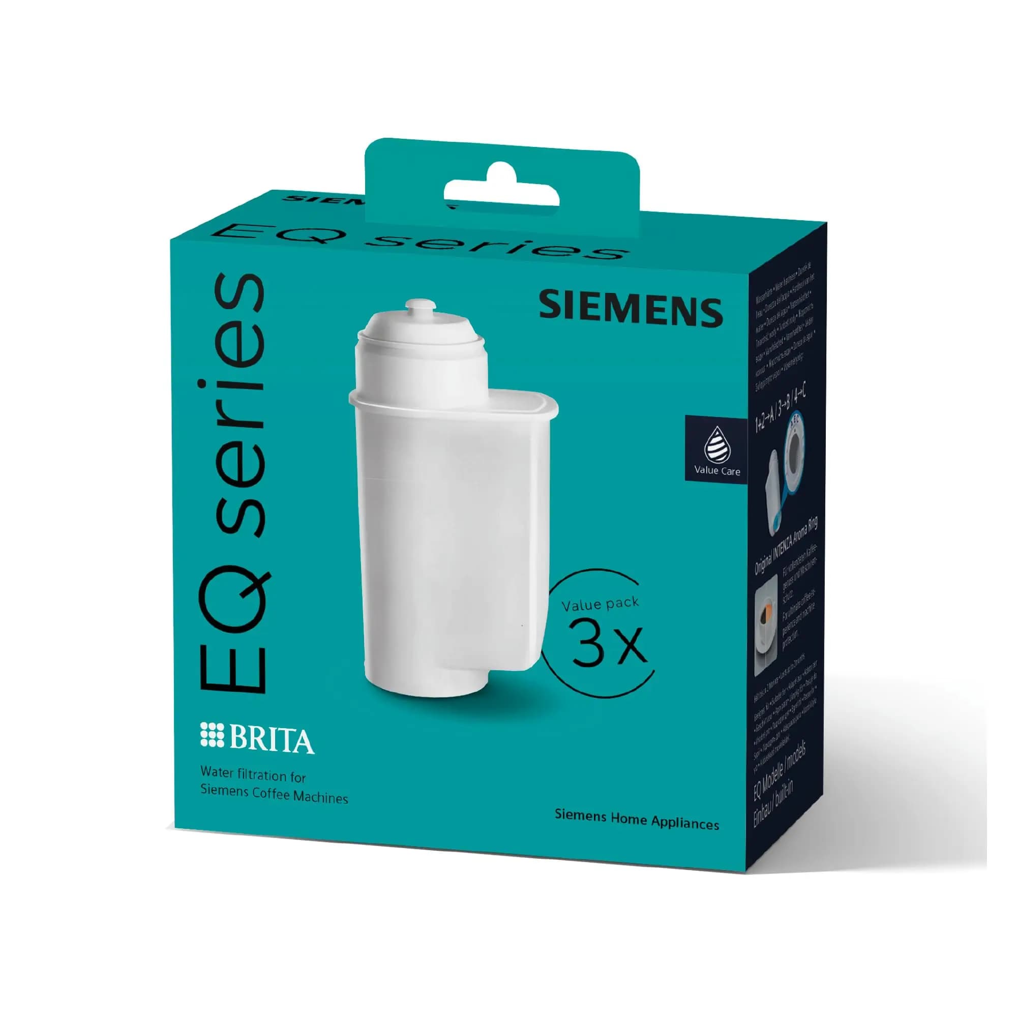 Siemens TZ70033A Water filter Brita Intenza for espresso coffee machines Bean to Cup, cheap packaging, 3 pack, white