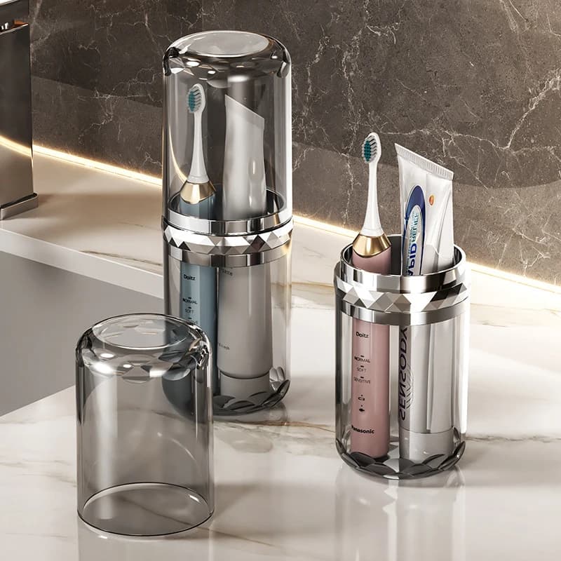 Porta spazzolino da denti per dentifricio Organizer da bagno da viaggio scatola portaoggetti per tazza di lavaggio portatile portaspazzole in plastica collutorio