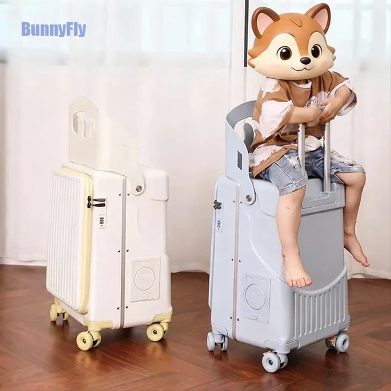 BunnyFly Bambini 20 pollici bagaglio a mano può sedersi bagaglio pigro valigia da viaggio ragazza passeggino rotolante scatola d'imbarco trolley bagaglio