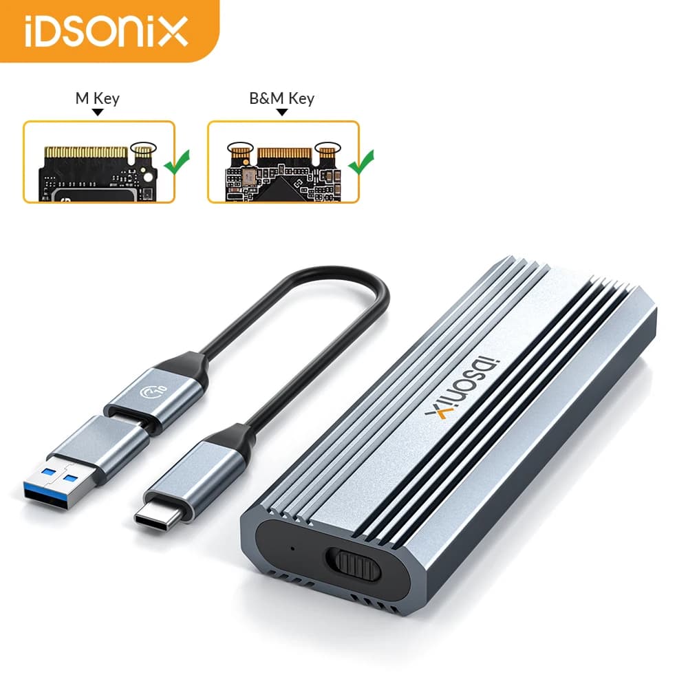 Custodia iDsonix NVMe custodia SATA M.2 SSD supporto per Hard disk esterno 10Gbps NVMe PCIE e 6Gbps SATA AHCI per Laptop Macbook