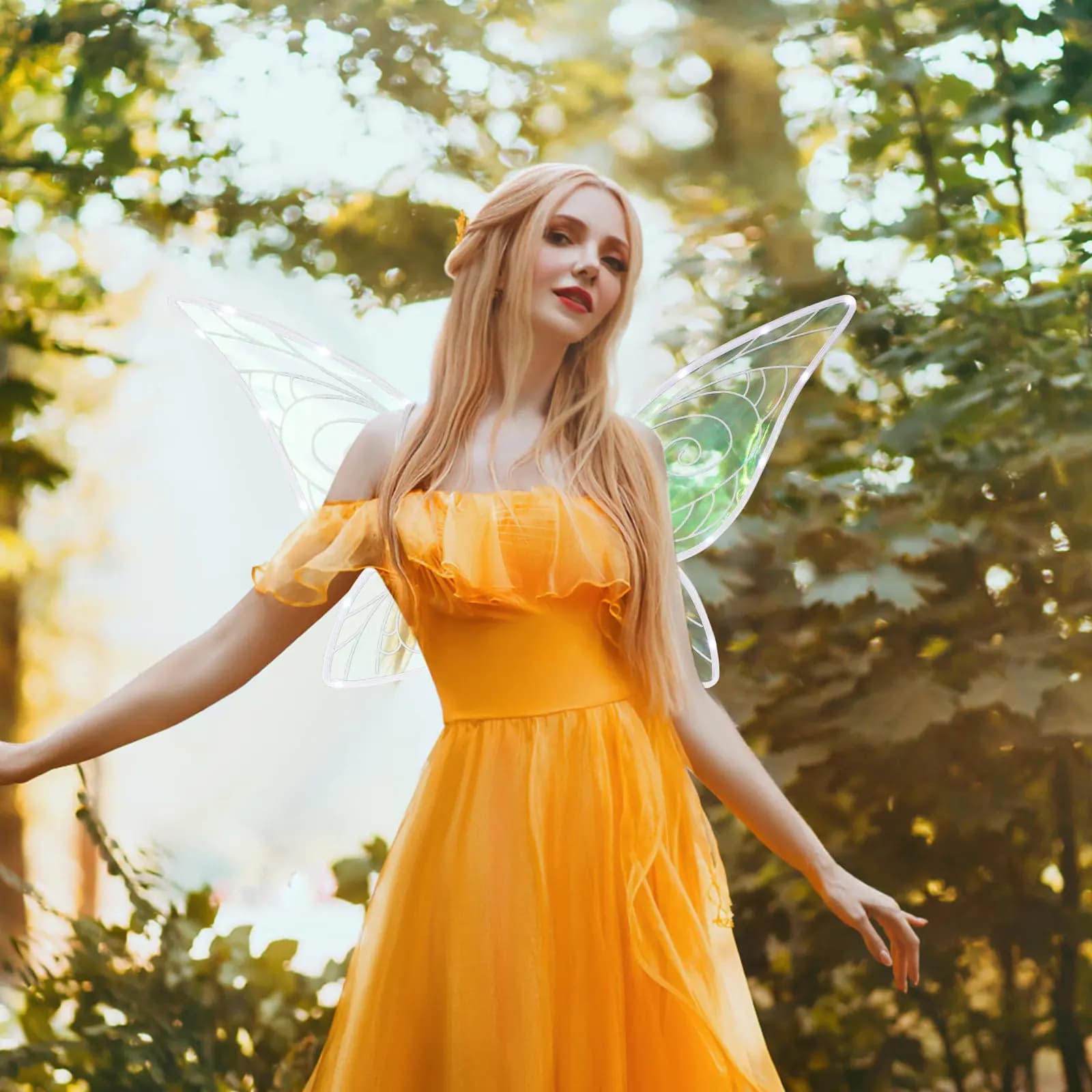 Ali di Farfalla Decorative in Tulle Leggero, Accessorio per Costumi, Feste, Spettacoli, Halloween e Cosplay con Luci