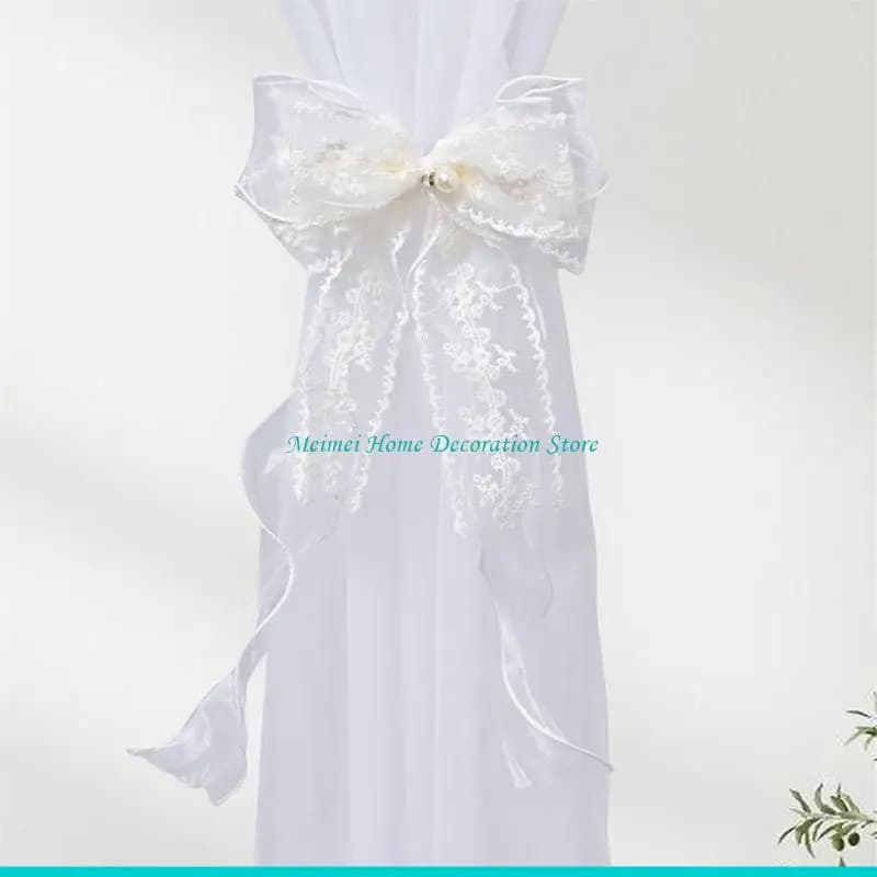 H7BF 1 paio eleganti fiocchi a farfalla lacci fermacravatta per tende Mistys Rose perline decorazione per finestra