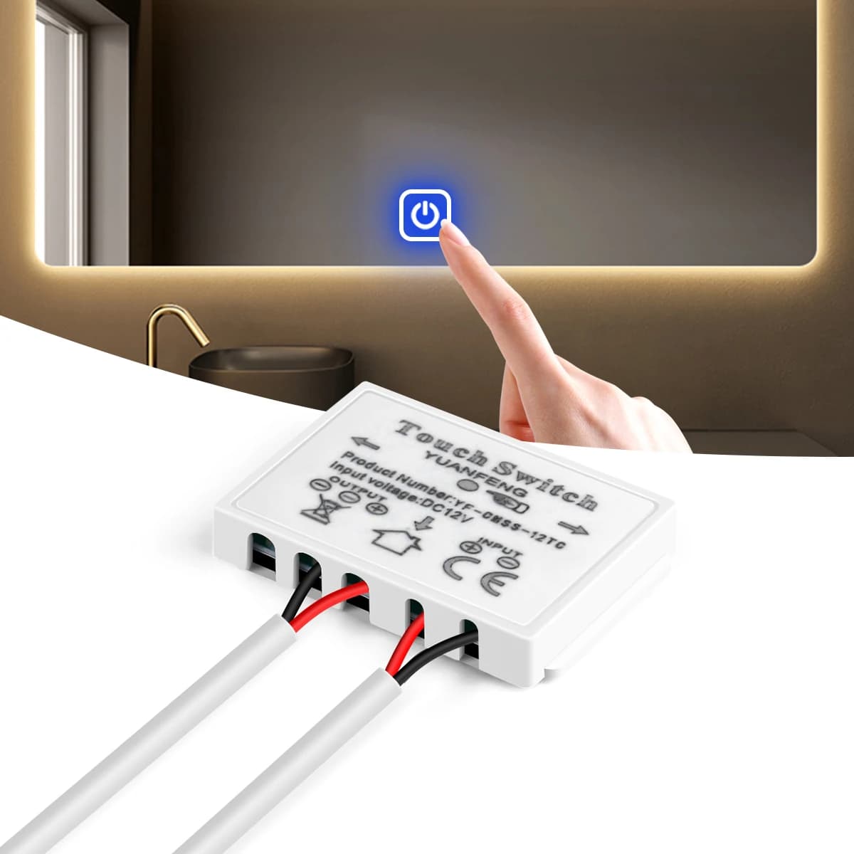 Interruttore tattile per illuminazione domestica dimmerabile 12V Interruttore di controllo del sensore tattile a specchio intelligente per bagno CCT Lavoro regolabile con vetro da 1-5 mm