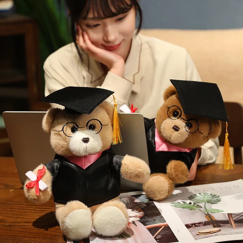 Nuovo orsacchiotto di peluche super morbido da 30 cm, orsetto laureato, giocattolo kawaii, regalo divertente per la laurea, per bambini, ragazzi e adulti