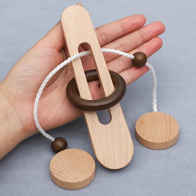 Wooden Unlock Decompression Toys Luban Lock Brain Teaser Unloop Toys Threading Rope Loop Puzzle Educational Game for Adults Kids