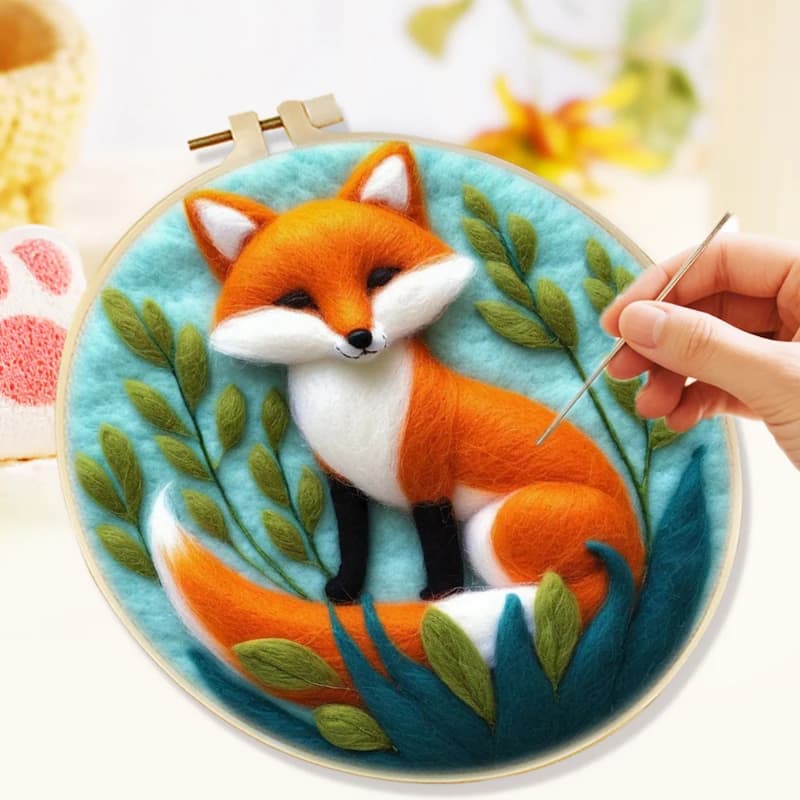 20x20cm Frame Wool Felting Painting Kit DIY Wool Embroidery Frame Scenery Creative Diy Felt Needle Picture Kit Wall Art Picture