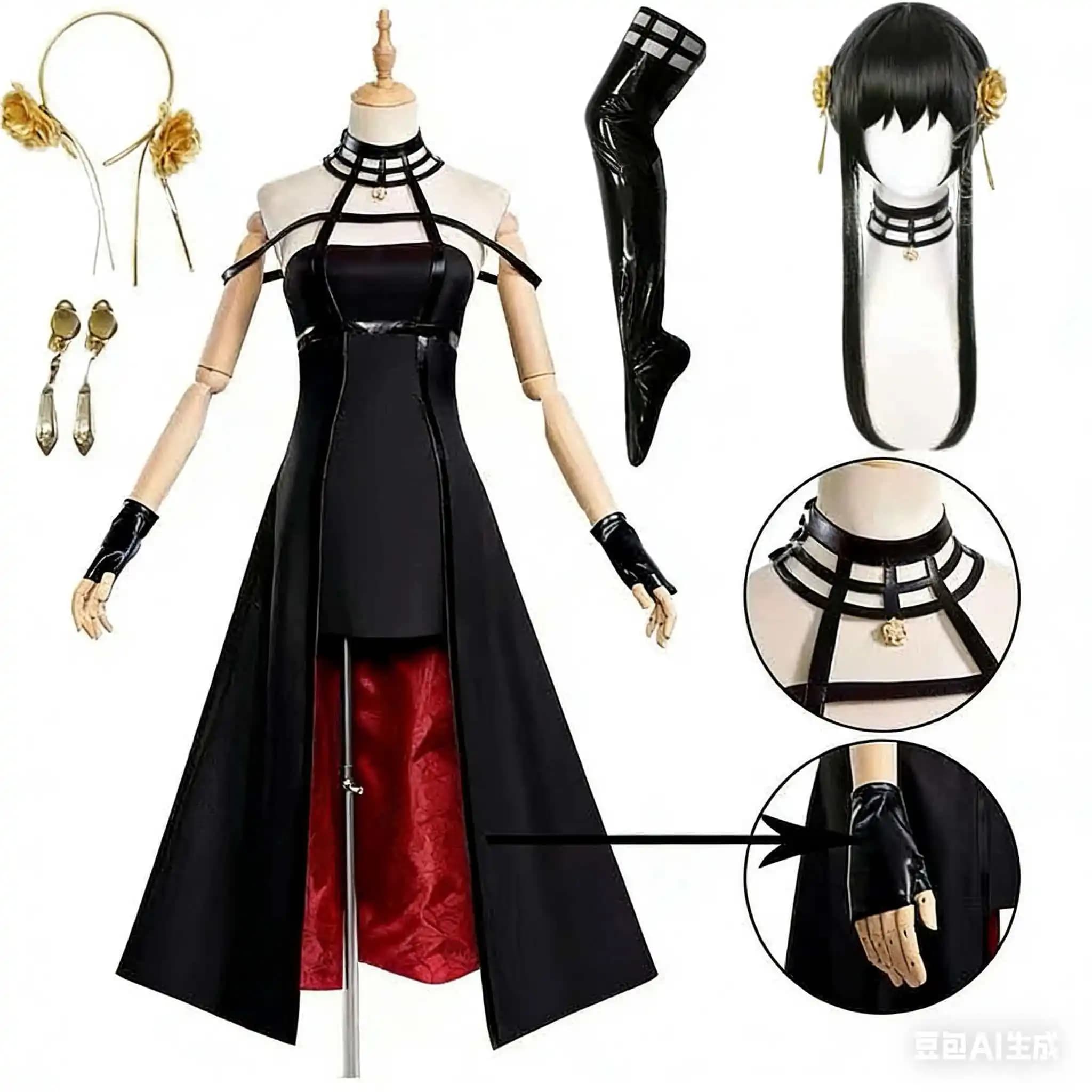 Costume cosplay Yor Forger: Hairband, elastic socks, pantyhose, wig, earrings - Yor Forger Full Set for Comic With