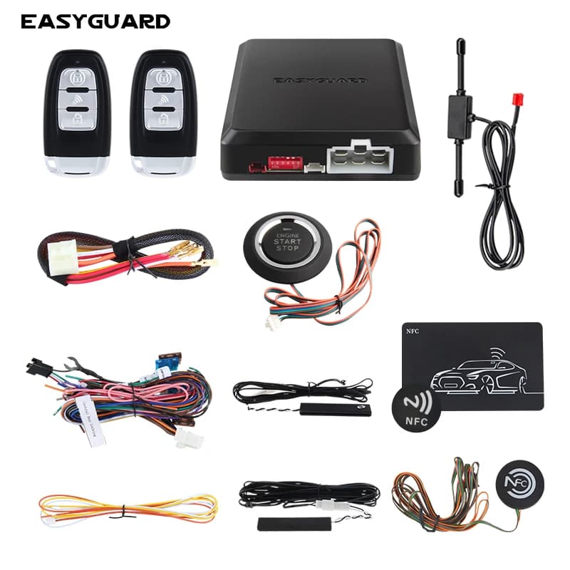 Qualità Easyguard passivo ingresso senza chiave allarme auto codice di salto avviamento automatico pulsante avviamento tastiera NFC DC12V