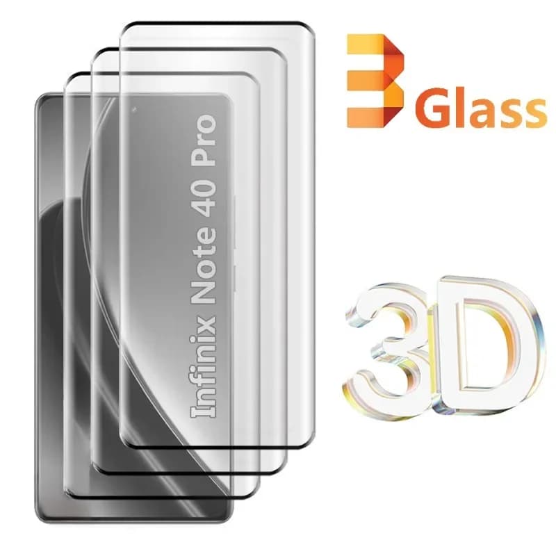 3 pezzi di vetro temperato 3D per Infinix Note 40 Pro Plus protezione dello schermo pellicola a copertura totale per Infinix Note40 Pro 5G vetro