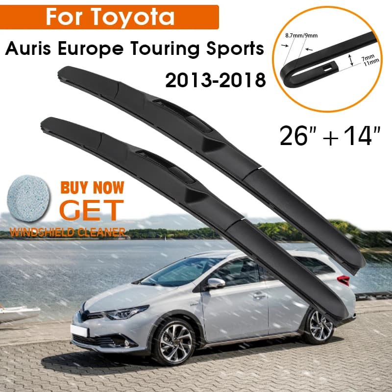 Car Wiper Blade For Toyota Auris Europe Touring Sports 2013-2018 Windshield Front Window Wiper 26"+14" LHD RHD Auto Accessories