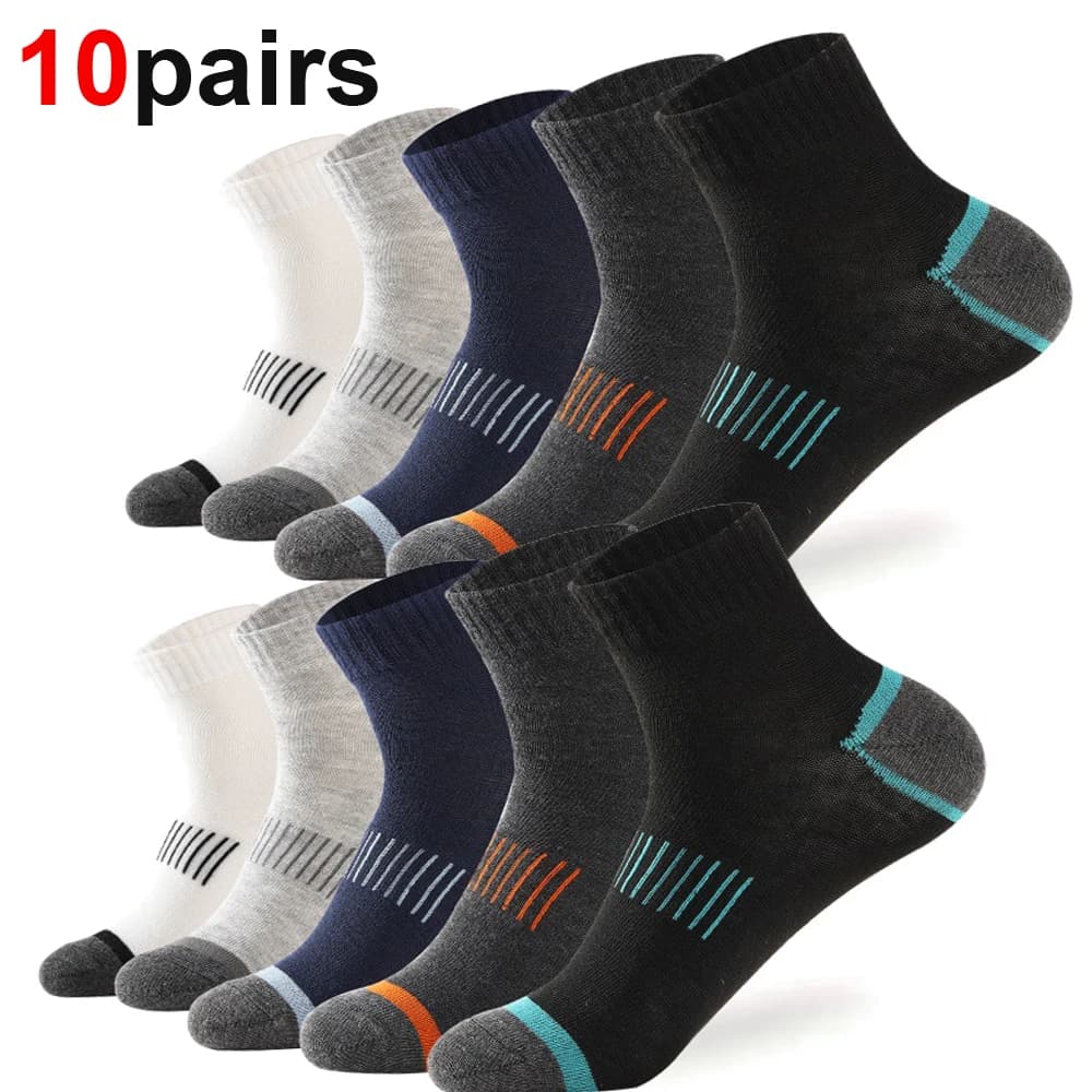 Men's Winter Cotton Socks Casual Breathable Sports Run High Quality Black Color 38-43 Large Size Options 5/10/20 Pairs