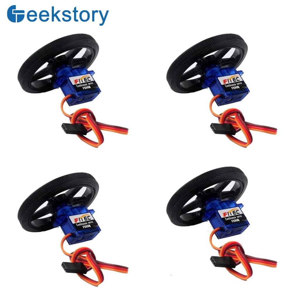 4 set Feetech FS90R Micro servomotor 360 degree continuous rotation + RC tire wheel for Arduino Micro:bit