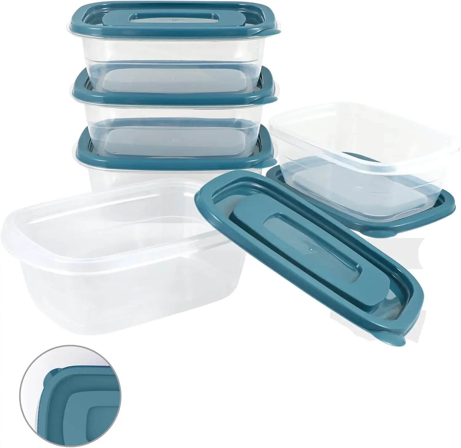Set di 5 Contenitori per Pasti da 0,53 Qt, Senza BPA, Adatti per Microonde e Congelatore, Ermetici, Impilabili, per Pranzo, Viaggi, Lavoro