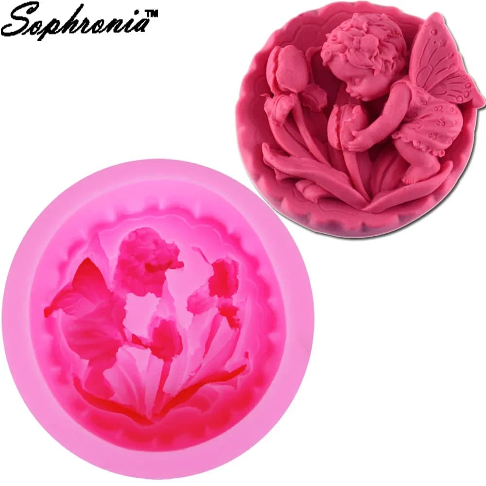 F1219 Angelo Stampi per candele per bambini Stampo per sapone Cucina-cottura Forme in silicone in resina Decorazione della casa 3D Fai da te Argilla Mestiere Sapone-Making Suppl