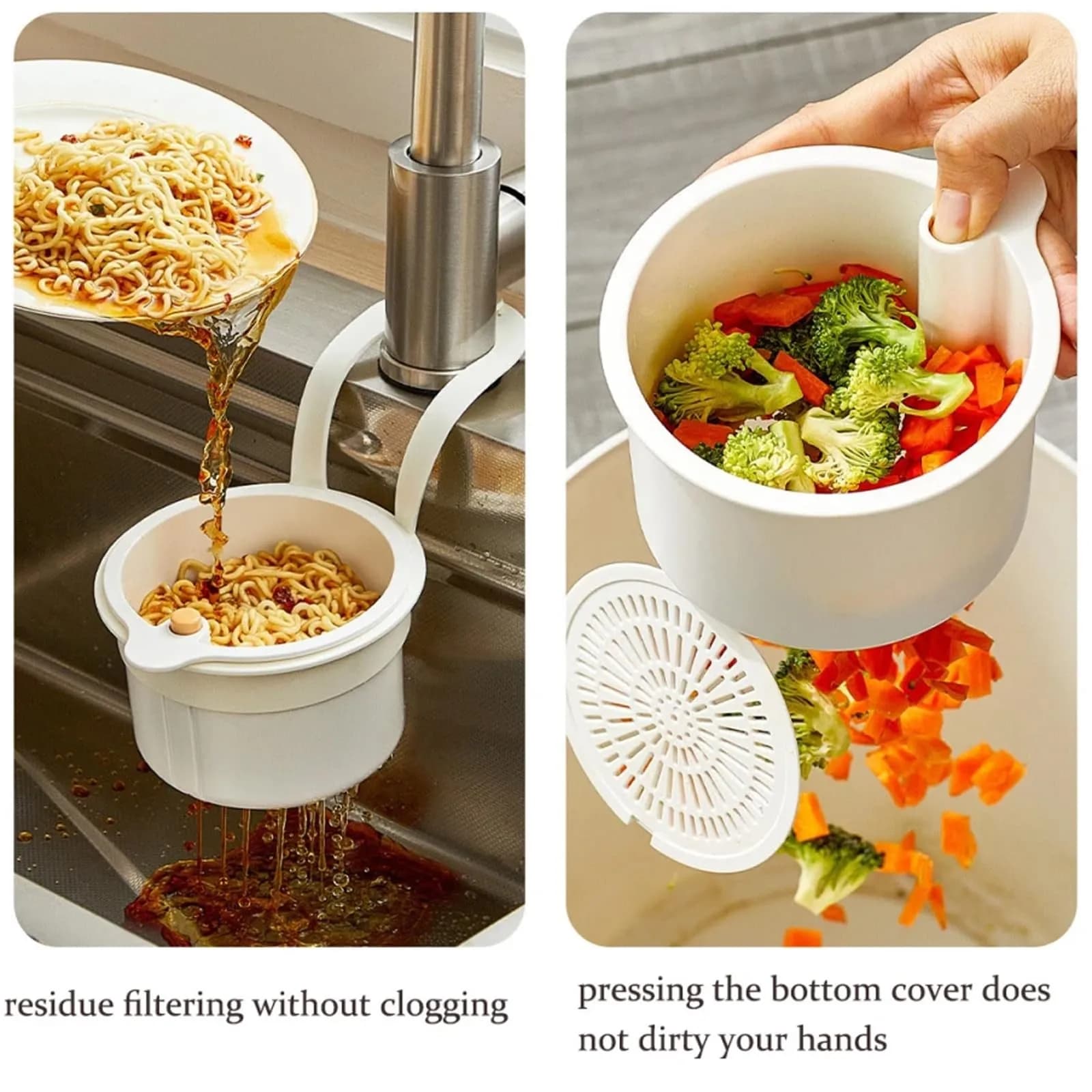 Cestino per filtro sospeso per lavello creativo, nessuna punzonatura richiesta, coperchio inferiore apribile, utensile da cucina per raccogli rifiuti per lavello staccabile
