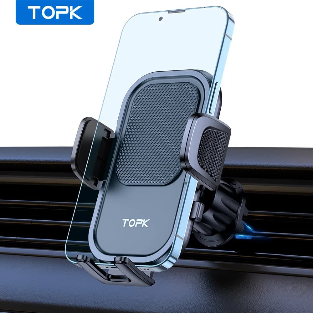 TOPK D40G Car Phone Holder [Metal Hook] Air Vent Mount 360° Rotation Car Phone Mount Compatible with iPhone 15 Samsung All Phone