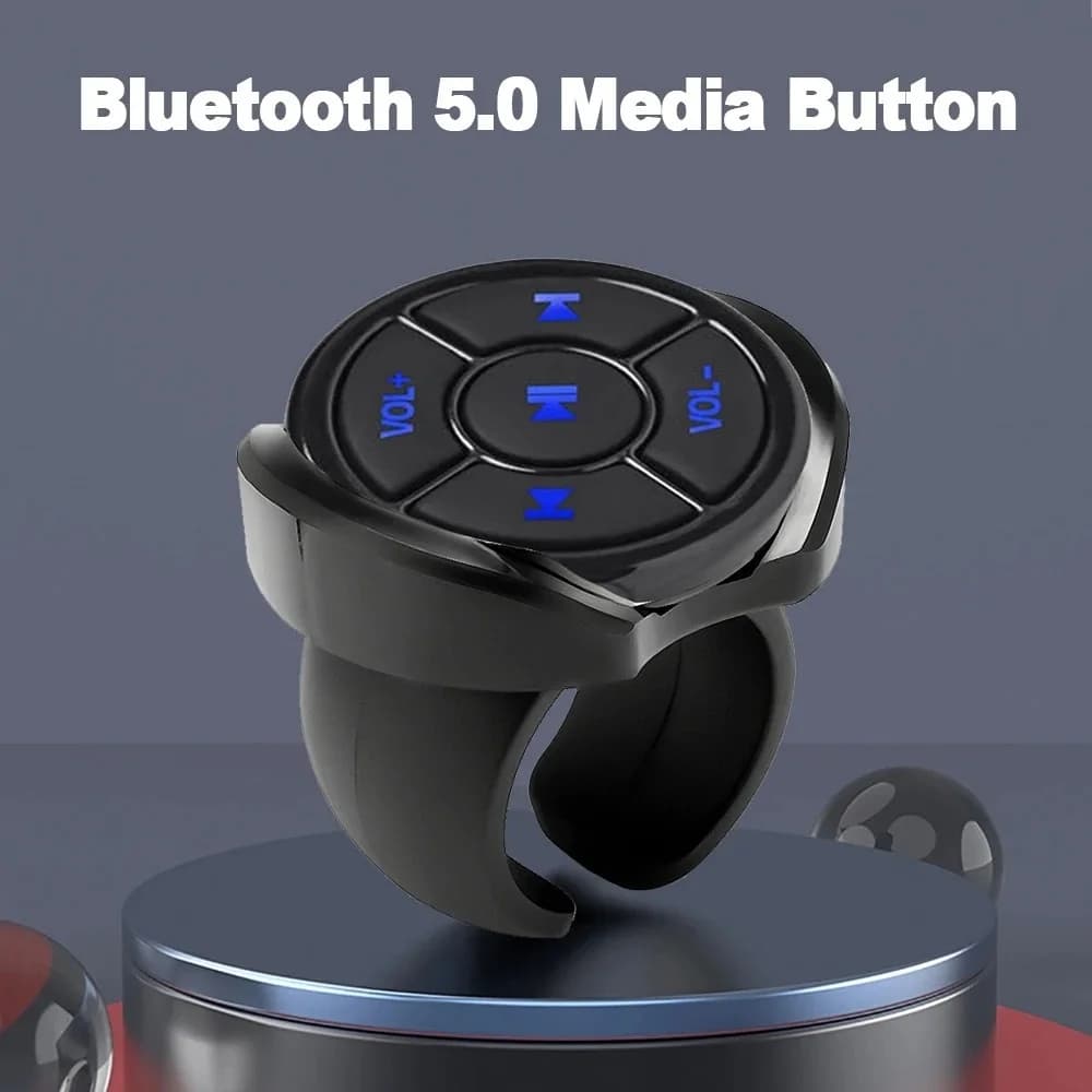 Telecomando Bluetooth Wireless per Auto e Moto, Pulsante Multimediale per Volante, Lettore Musicale per Smartphone Android e iOS