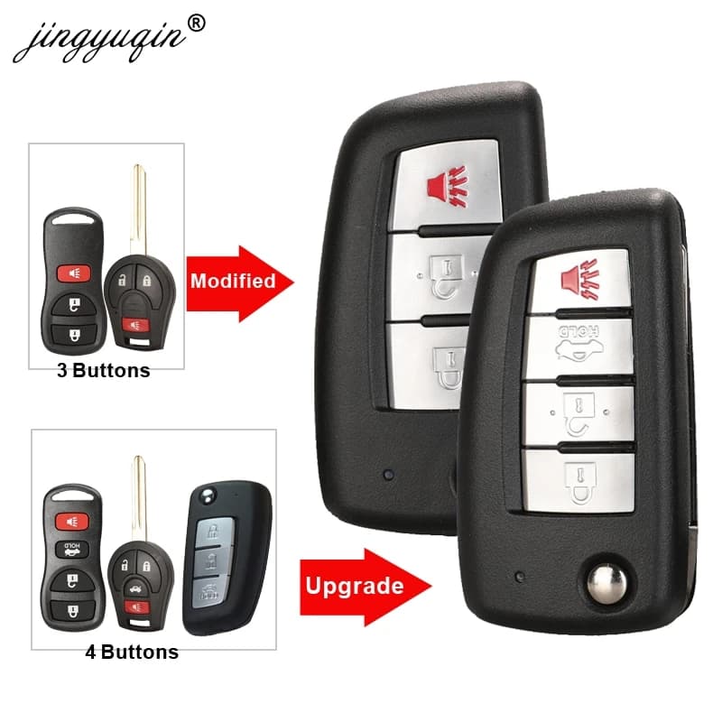 Jingyuqin Modificato Flip Chiave A Distanza Dell'automobile Nuovo stile 433/315Mhz Per Nissan Qashqai Sunny Sylphy Tiida X-Trail March Sentra 3/4B chiavi