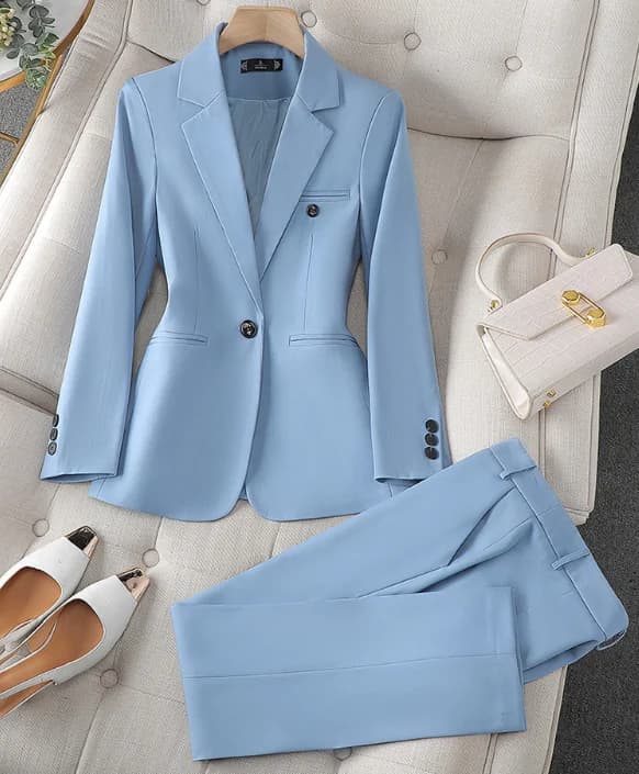 Cross-border Amazon Hot Sale Autumn and Winter Women's Professional Suit Long Pants Two-piece Formal Suit Work Clothes Manufactu