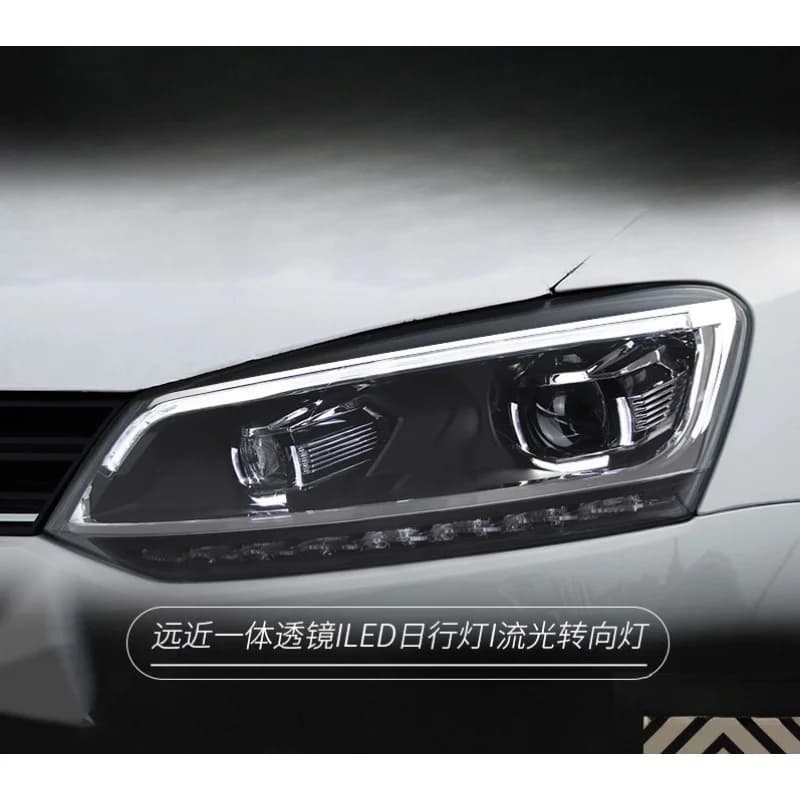 Gruppo Fari Adatto per Volkswagen Modelli 11-18 Polo, Modificato con Luci Diurne a LED e Indicatori di Direzione Dinamici