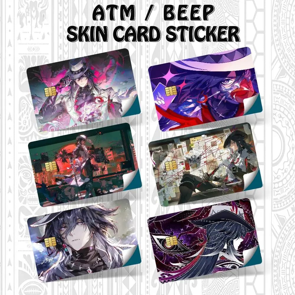Set di 4 Adesivi Decorativi Impermeabili per Carte di Credito e Tessere Bus del Gioco Honkai Star Rail Ashveil